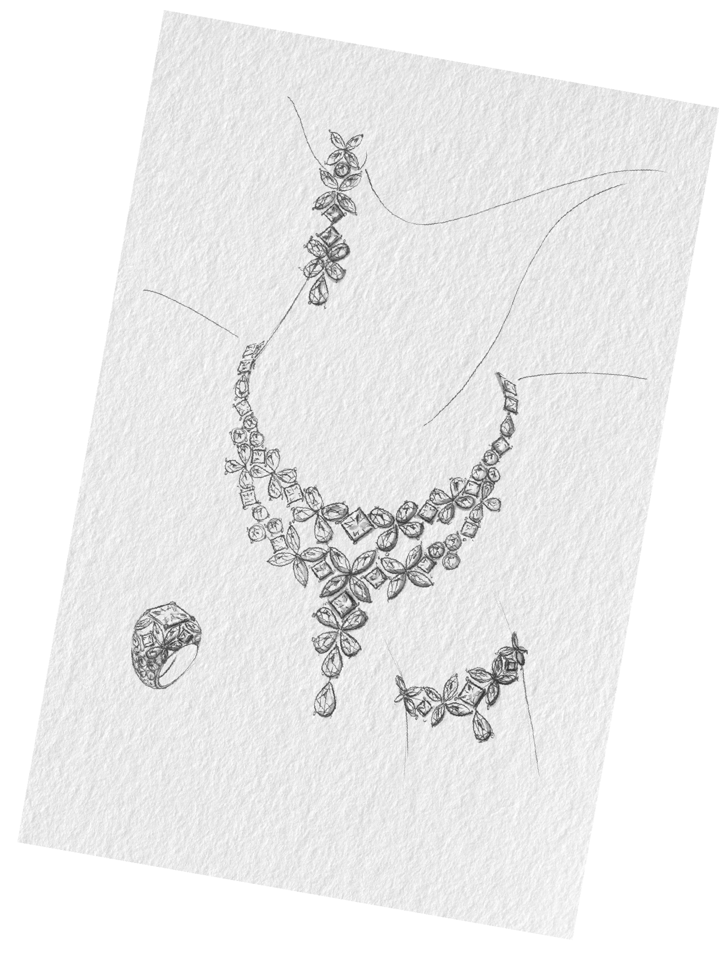 A hand-drawn necklace design
